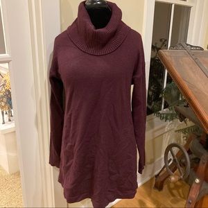 Moth Cowl Neck Swing Tunic Sweater Dark Plum